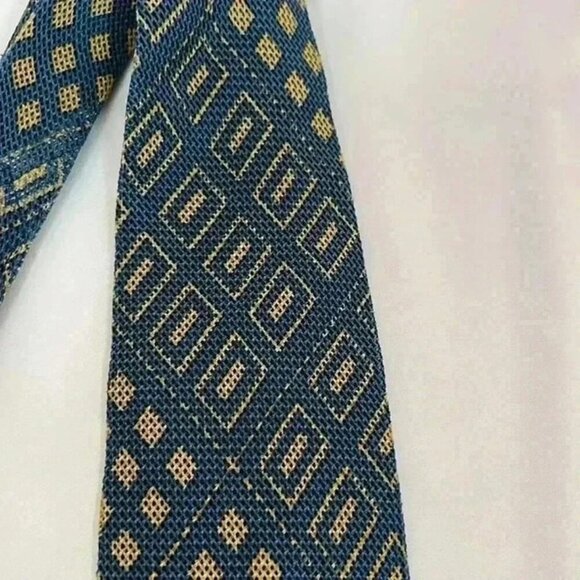 FORMAT MENS 100% SILK TIE BLUE GOLD NWT - Picture 5 of 10